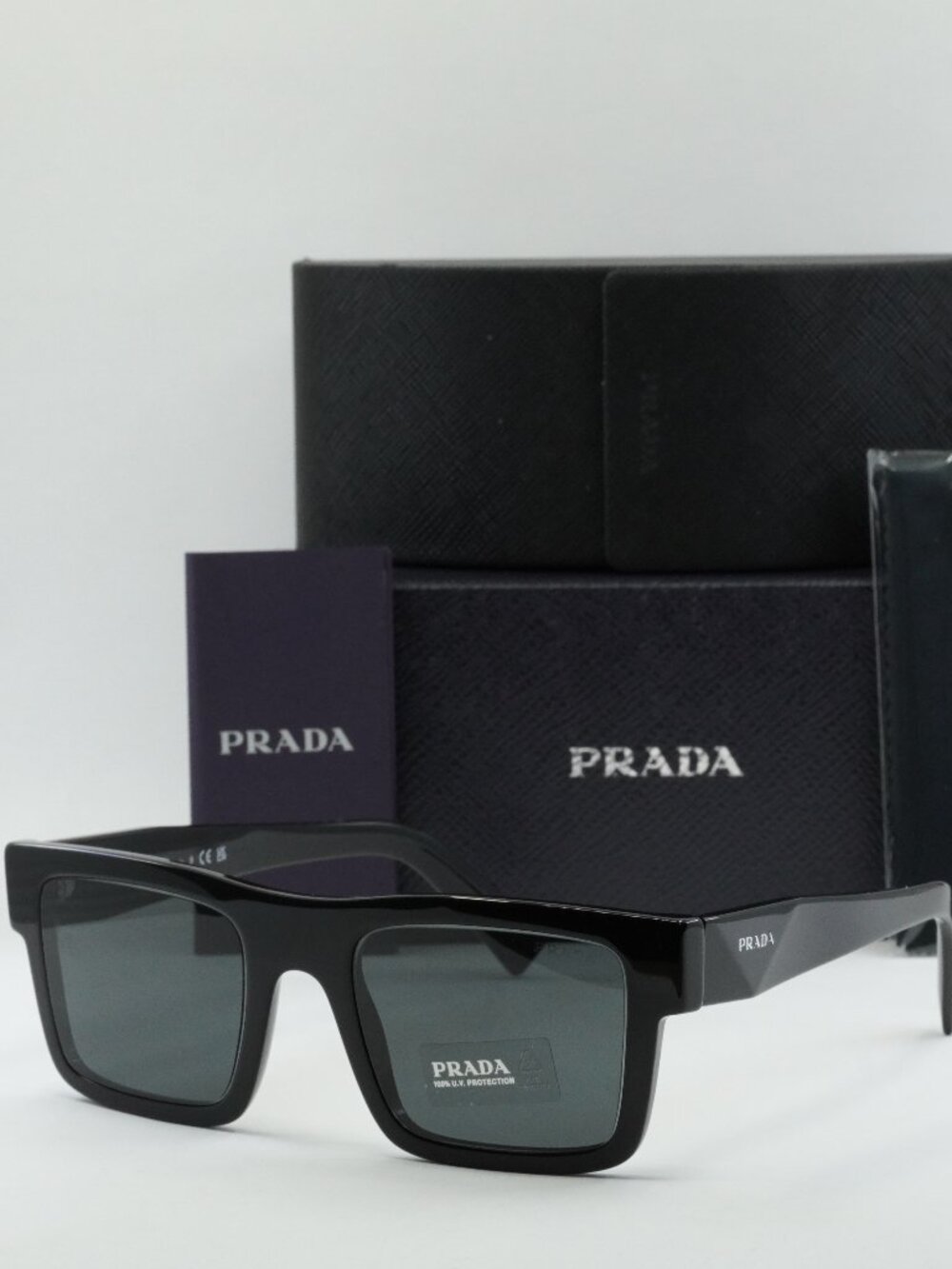 Prada PR19WS 1AB5S0 Rectangle Sunglasses – Black\Grey - Picture 1 of 10